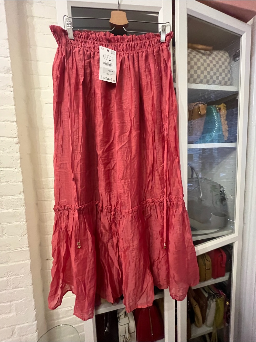 Zara 2-piece Coral Pink Long Sleeve Top and Tiered Skirt - Picture 2 of 3